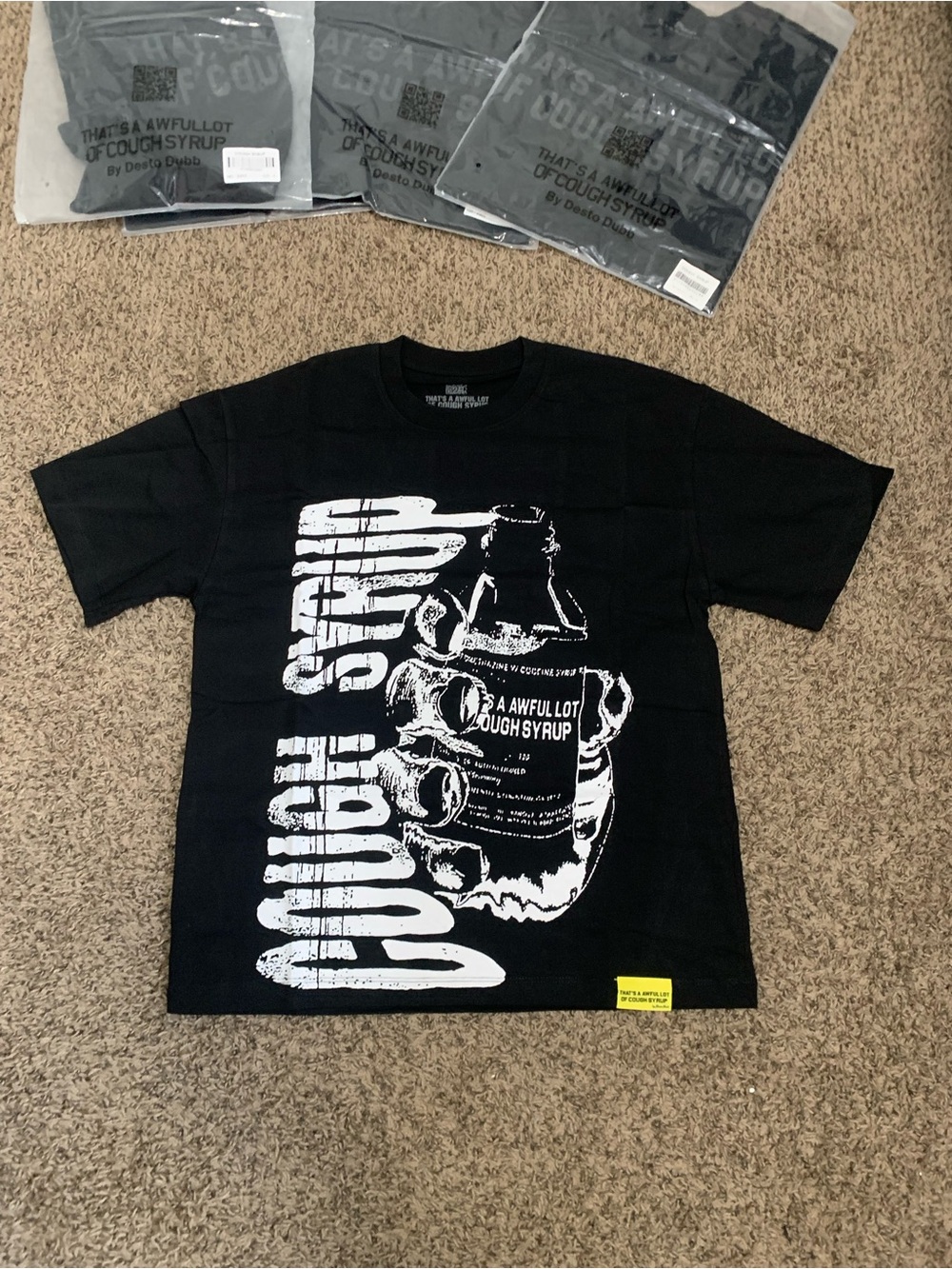 Cough Syrup Graphic Black Short Sleeve Tee NWT